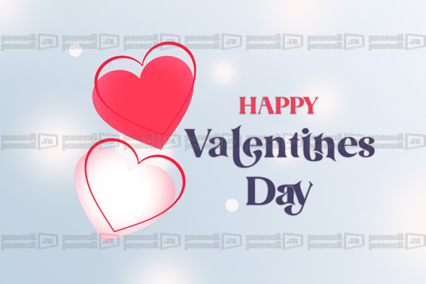 Макет-на-14-февраля-happy-valentines-day-2-сердца-на-голубом-фоне
