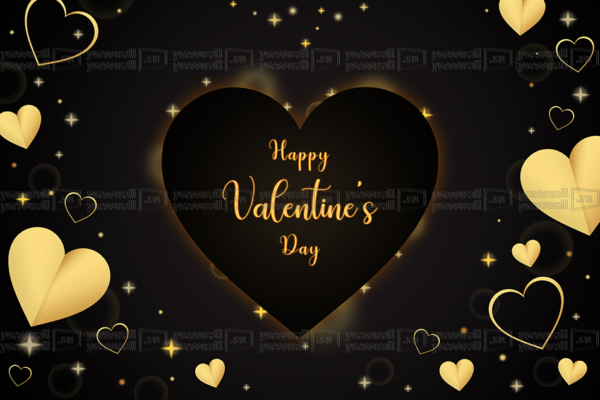 Макет-на-14-февраля-happy-valentines-day-звезды-и-сердце-на-темном-фоне